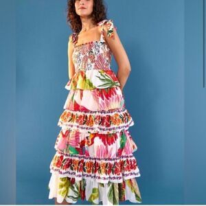 NEW Farm Rio Mixed White Prints Layered Dress Size Medium